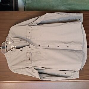 Women's Long Sleeve, Button Up, Upcycled Collar, Thicker, Material.  Red Head